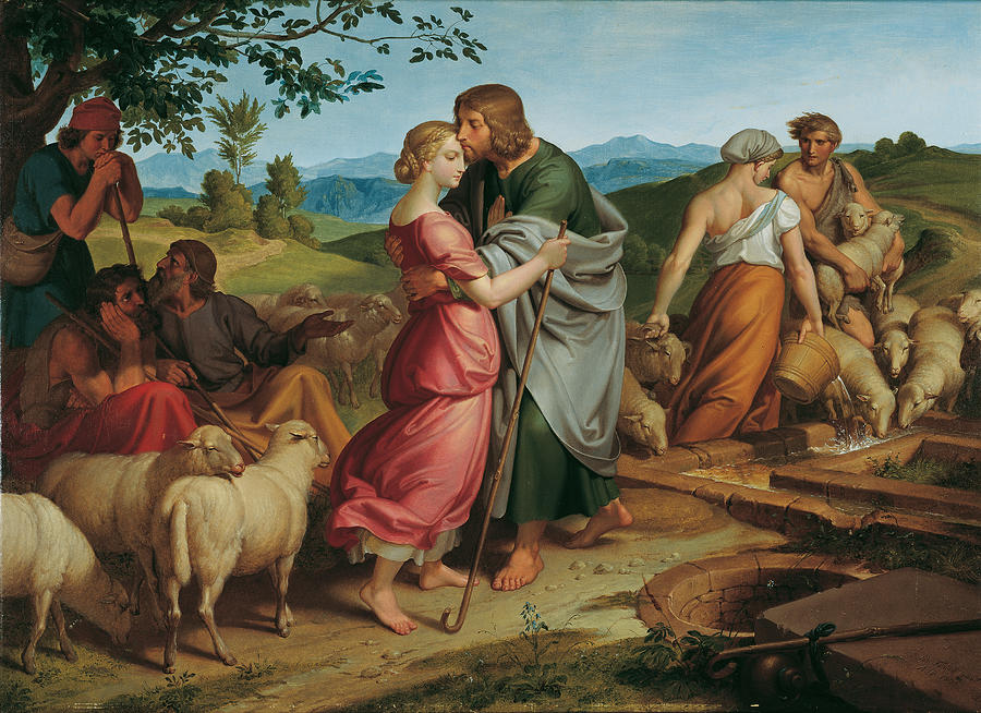 Jacob Encountering Rachel with her Fathers Herds Painting by Joseph von Fuehrich