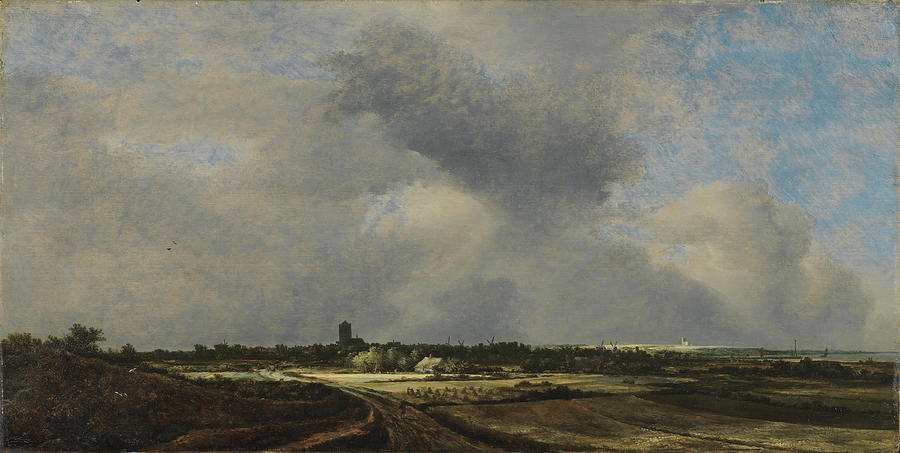 Jacob Isaacksz. van Ruisdael -Haarlem, 1628/29-Amsterdam, 1682-. View of Naarden -1647-. Oil on p... Painting by Jacob Isaacksz van Ruisdael -1628-1682-