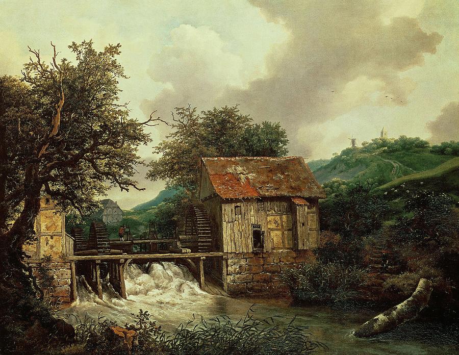 Jacob Ruysdael / Two Watermills, 1650-1652, Oil on canvas, 87 x 111 cm. Painting by Jacob Isaacksz van Ruisdael -1628-1682- Jacob Ruysdael / Two Watermills, 1650-1652, Oil on canvas, 87 x 111 cm. Painting by Jacob Isaacksz van Ruisdael -1628-1682-
