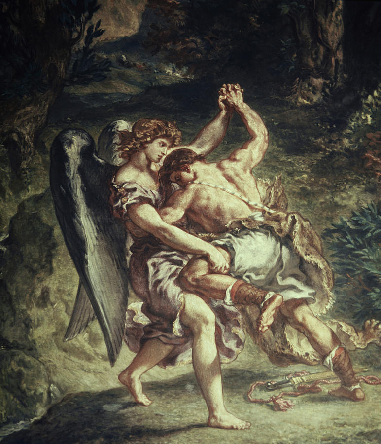 Jacob Wrestles With The Angel Painting by Artist - Eugene Delacroix