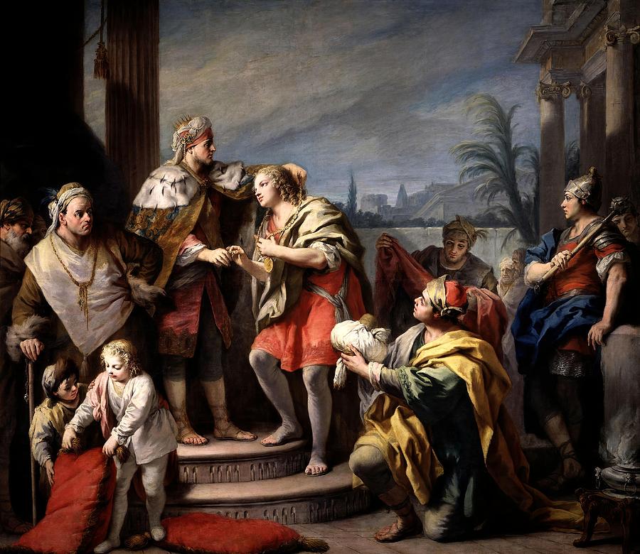 Jacopo Amigoni Painting - Jacopo Amigoni / Joseph in the Pharaohs Palace, ca. 1749, Italian School. JOSE HIJO DE JACOB. by Jacopo Amigoni -1682-1752-