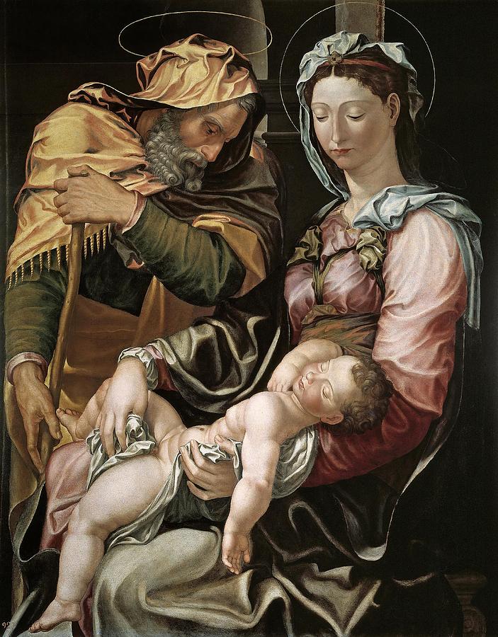 Jacopo dal Conte -Attribution- / The Holy Family, ca. 1550, Italian School. CHILD JESUS. Painting by Jacopino del Conte -1515-1598-