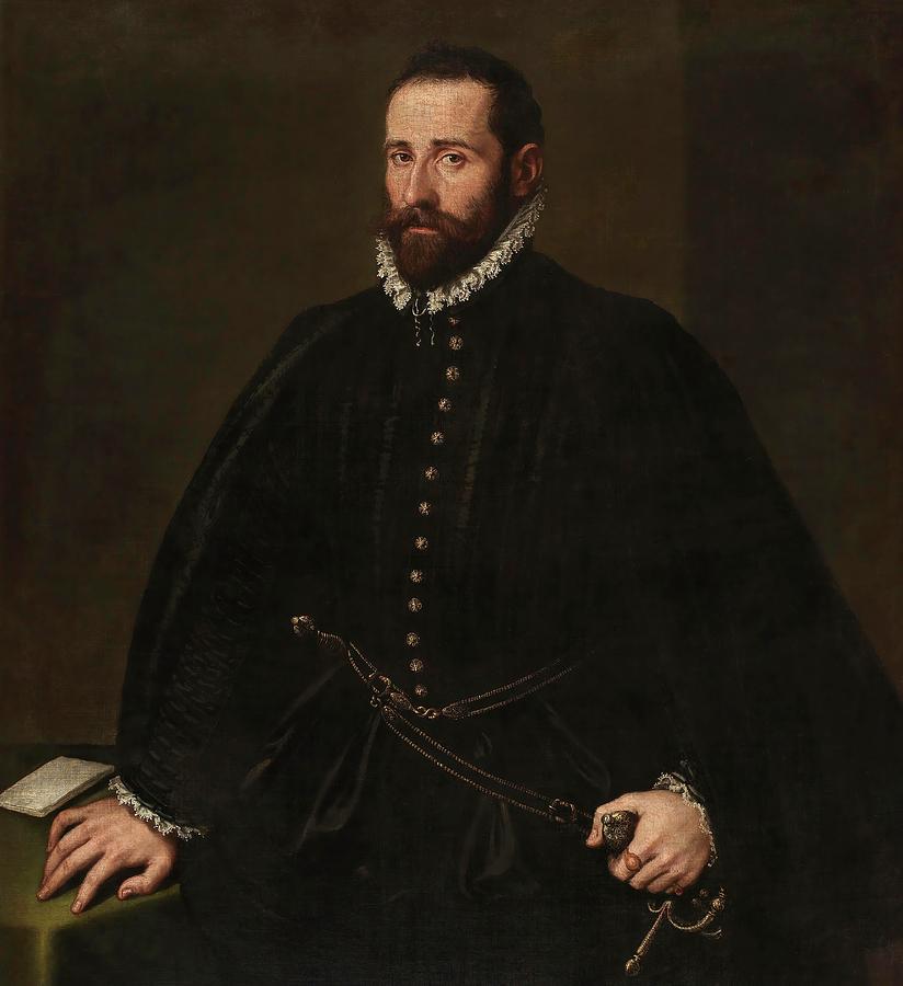 Jacopo Robusti Tintoretto / Portrait of a Gentleman, 16th century, Italian School, Canvas. Painting by Tintoretto -1518-1594-
