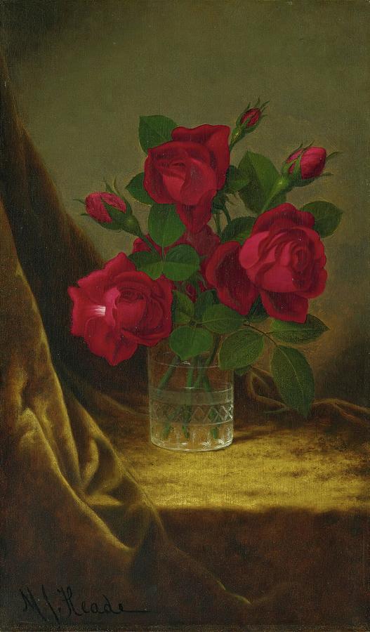 Still Life Painting - Jacqueminot Roses by Martin Johnson Heade