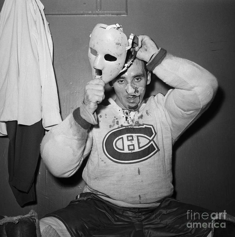 Jacques Plante Putting On Mask Photograph by Bettmann