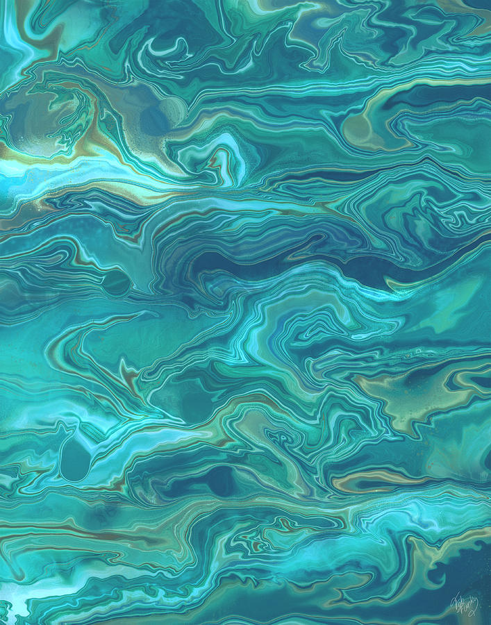 Water Resources Painting - Jade Marble Sea by Fab Funky
