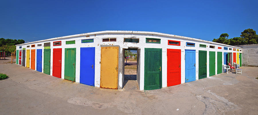 Jadrija beach colorful cabins panoramic view Photograph by Brch Photography