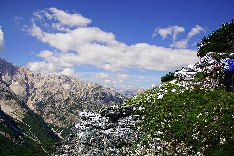 Jagged mountain and deep valley of the Monte piana  Photograph by Steve Estvanik