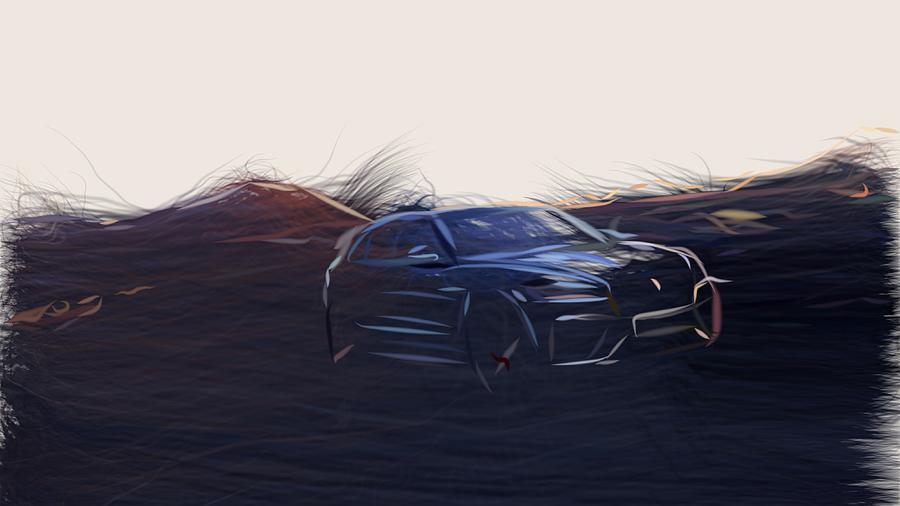 Jaguar F Pace SVR Drawing Digital Art by CarsToon Concept