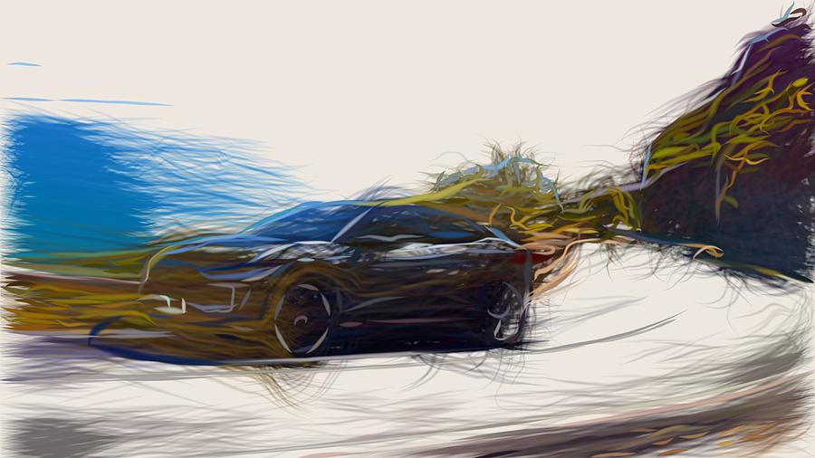 Jaguar I Pace Drawing Digital Art by CarsToon Concept