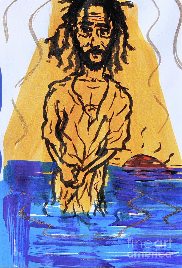 Jahsus Baptized in the River Jordan Painting by Odalo Wasikhongo