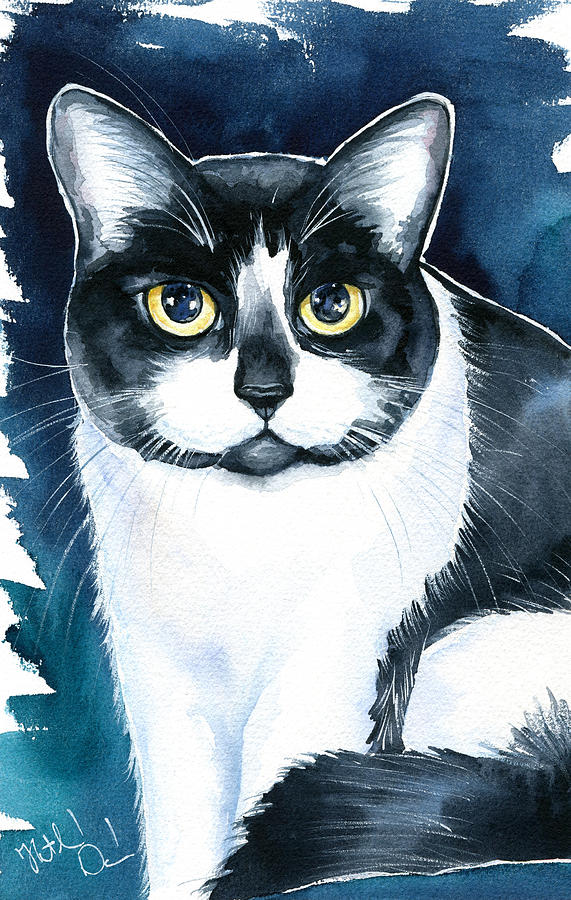 Jake - Tuxedo Cat Painting Painting by Dora Hathazi Mendes