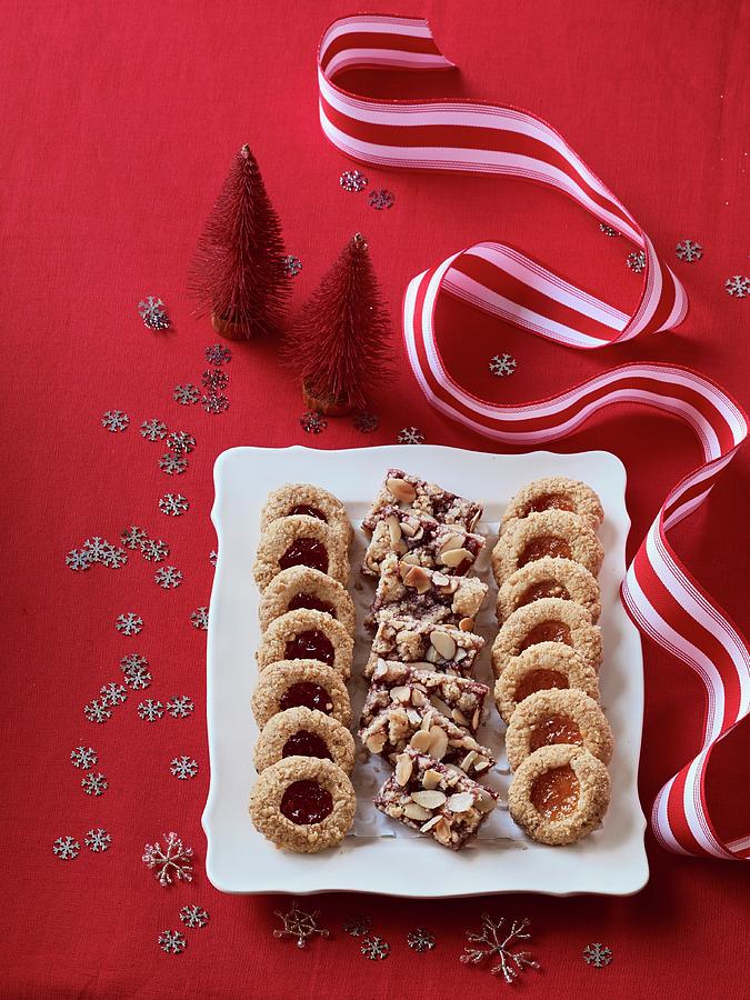 Jam Biscuits And Almond Bars For Christmas Photograph by Antonis Achilleos