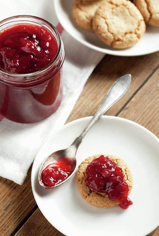 Jam Biscuits With Redcurrant Jam Photograph by Worytko, Pawel