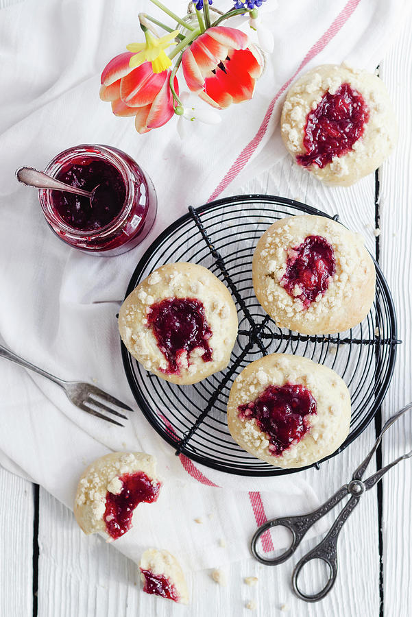 Jam Cheesecake And Yeast Biscuits With Sprinkles Photograph by Tamara Staab
