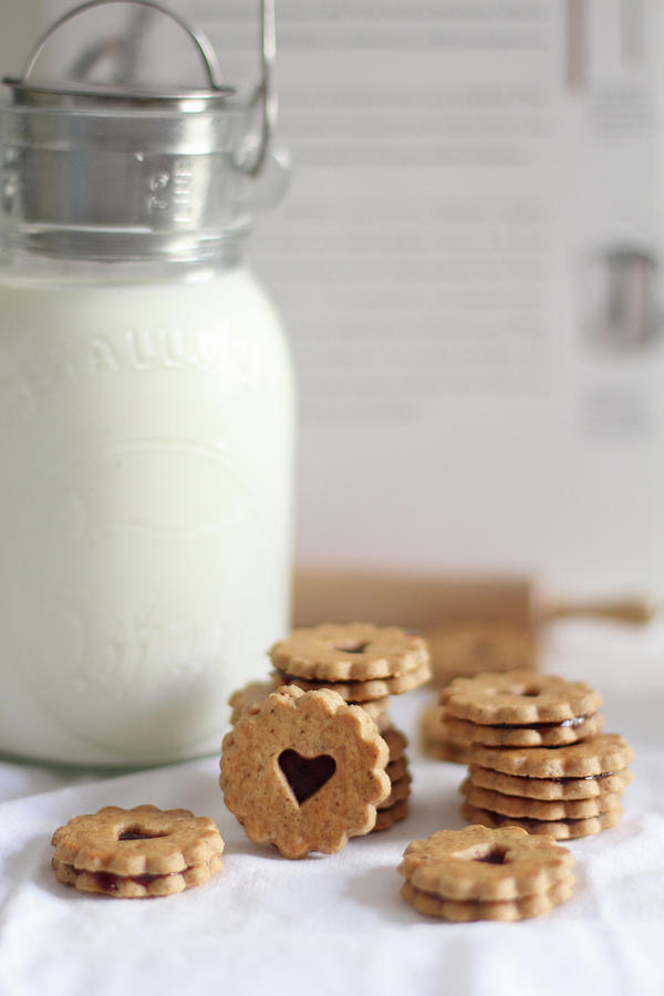 Jam Heart Cookies Beside A Milk Jug Photograph by Sylvia E.k ...