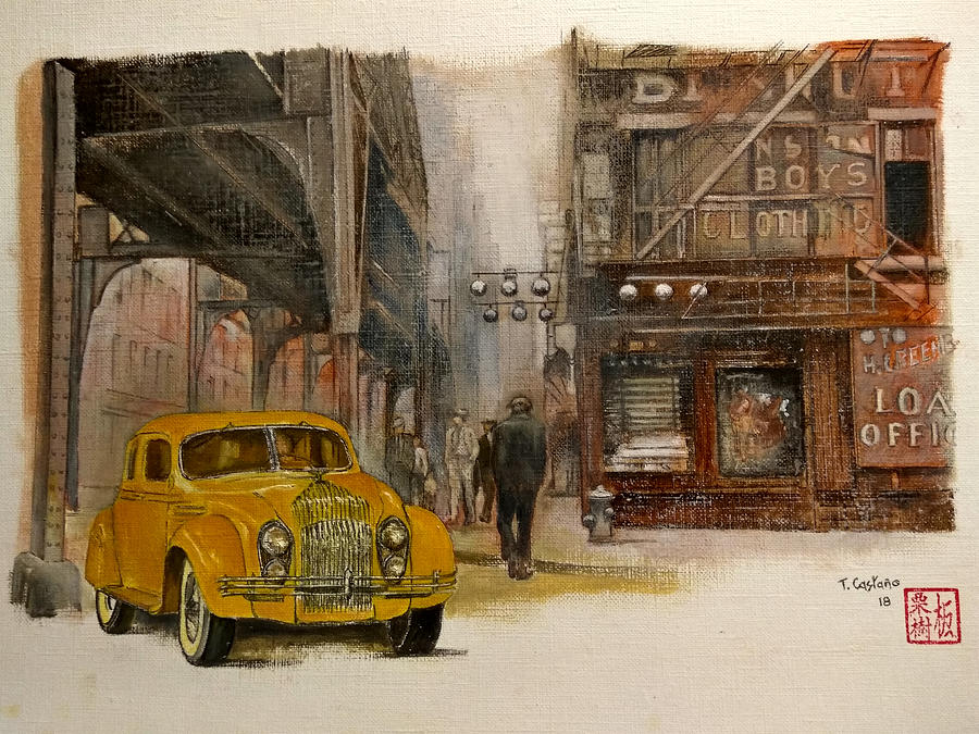 Jamaica Avenue-New York 1930 Painting by Tomas Castano