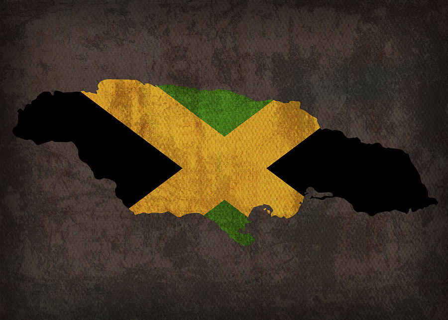 Jamaica Country Flag Map Mixed Media by Design Turnpike