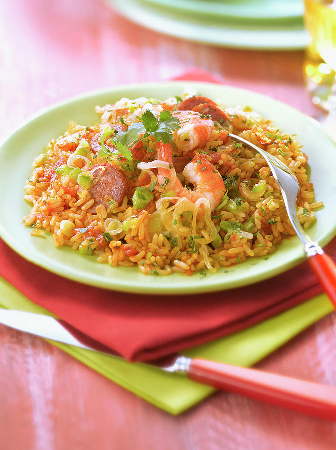 Jambalaya Au Chorizo Et Aux Crevettes Jambalaya With Chorizo And