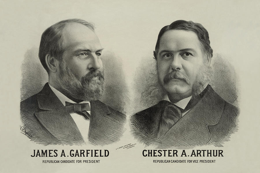 James A. Garfield Republican candidate for president - Chester A. Arthur Republican candidate for vice president Painting by Seers Litho.