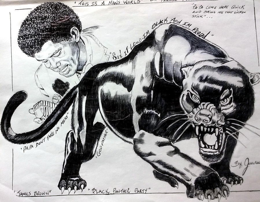 James Brown with Black Panther Drawing by Joedee