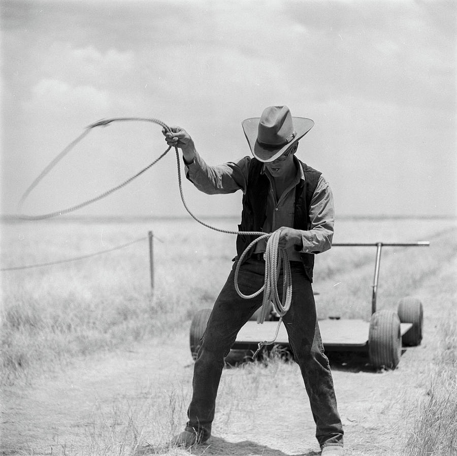 James Dean With Lasso Photograph by Allan Grant