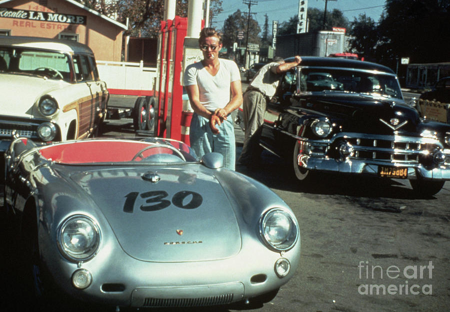 James Dean With Silver Porsche Photograph by Bettmann