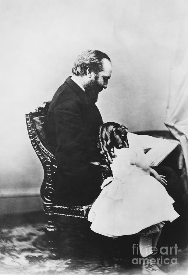 President James Garfield reads a book to his daughter New 8x10 Photo 