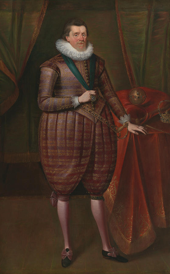 James I of England Painting by Paul van Somer