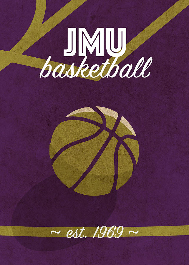 James Madison Mixed Media - James Madison College Basketball Retro Vintage University Poster Series by Design Turnpike