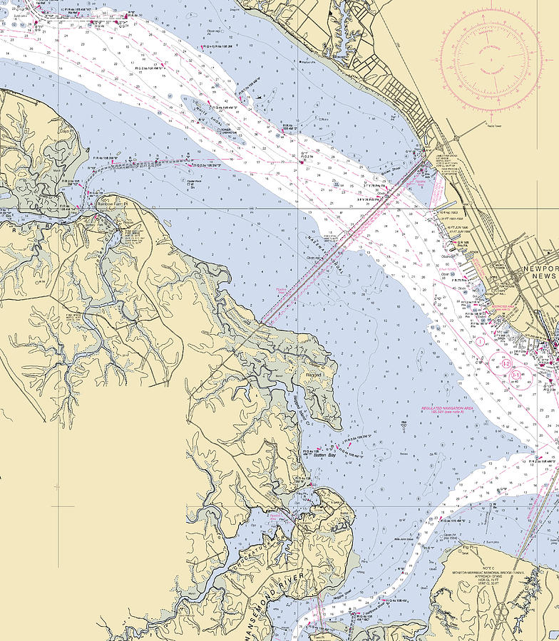 James River-virginia Nautical Chart Mixed Media by Bret Johnstad - Fine ...