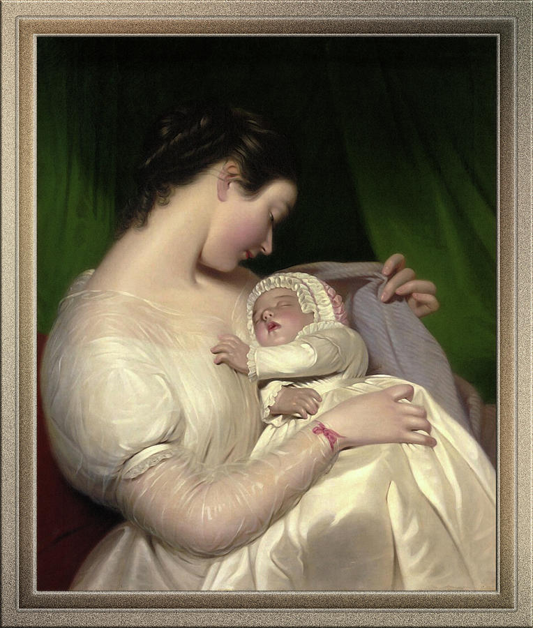 James Sants Wife Elizabeth With Their Daughter Mary Edith by James Sant Painting by Rolando Burbon