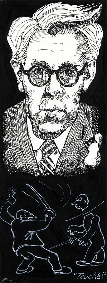 James Thurber Drawing by David Lloyd Glover