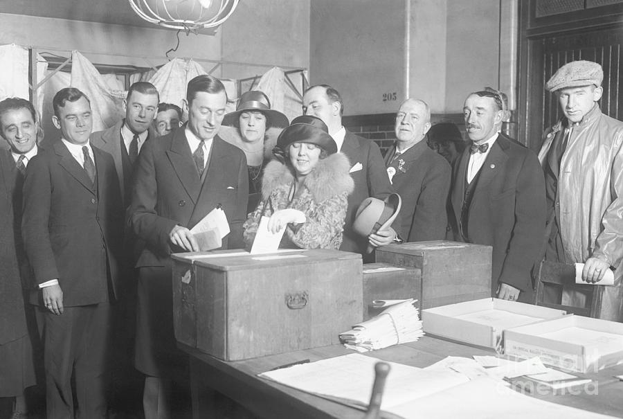 James Walker And Wife Casting Votes Photograph by Bettmann
