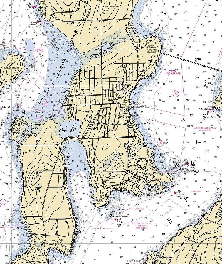 Jamestown rhode Island Nautical Chart _v2 Mixed Media by Sea Koast