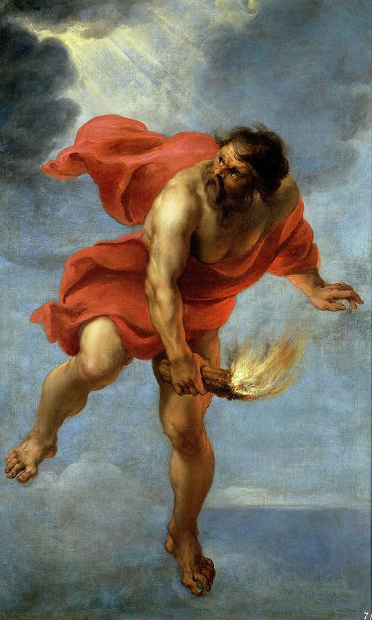 Jan Cossiers / Prometheus Carrying Fire, 1637, Flemish School. Painting by Jan Cossiers -1600-1671-