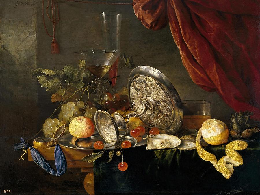 Jan Davidsz de Heem / Table, Flemish School, Oil on panel, 49 cm x 64 cm, P02090. Painting by Jan Davidsz de Heem -1606-1684-
