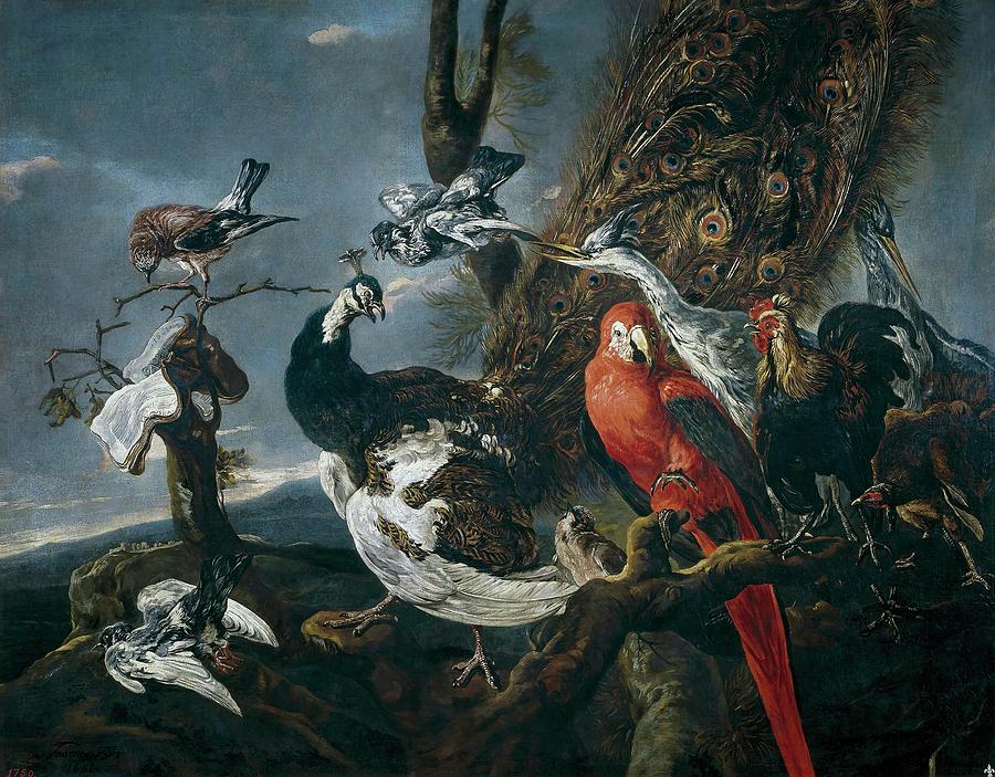 Jan Fyt / Bird Concert, 1661, Flemish School, Oil on canvas, 135 cm x 174 cm, P01534. Painting by Jan Fyt -1611-1661-