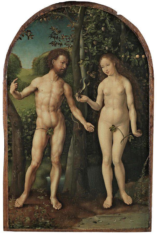 Jan Gossaert -Maubeuge -?-, ca. 1478-Antwerp -?-, 1532-. Adam and Eve -ca. 1507 - 1508-. Oil on ... Painting by Jan Gossaert -c 1478-1532-
