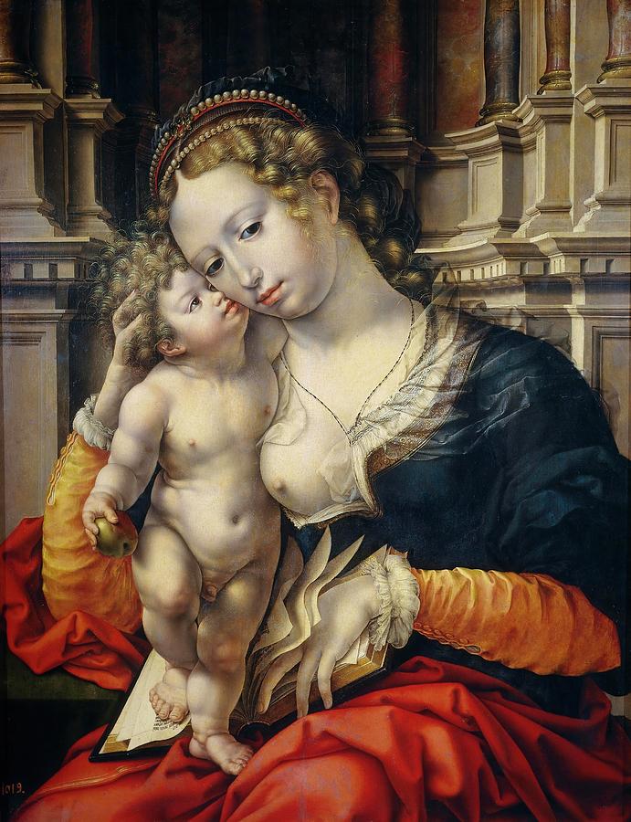 Jan Gossaert / The Virgin and Child, ca. 1527, Flemish School. JAN MABUSE . CHILD JESUS. Painting by Jan Gossaert -c 1478-1532-