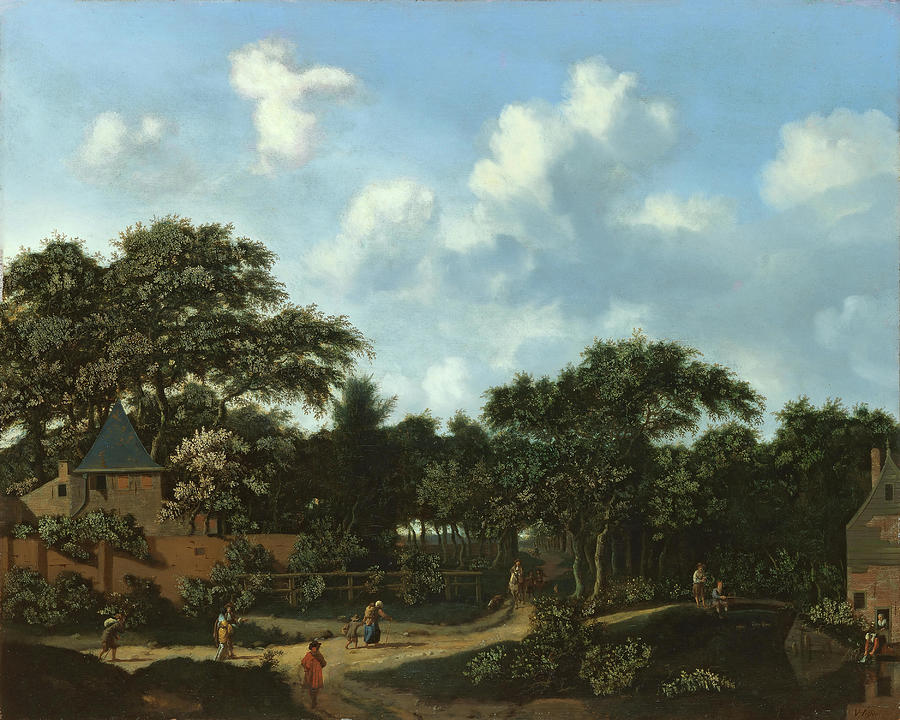 Jan Jansz. van der Heyden -Gorinchem, 1637-Amsterdam, 1712-. Crossroad in a Wood -s.f-. Oil on pa... Painting by Jan van der Heyden -1637-1712- Jan Jansz. van der Heyden -Gorinchem, 1637-Amsterdam, 1712-. Crossroad in a Wood -s.f-. Oil on pa... Painting by Jan van der Heyden -1637-1712-