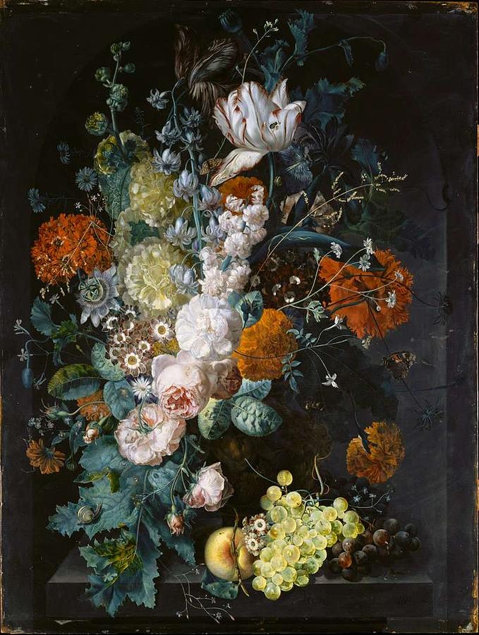 Jan van Huysum, A Vase of Flowers Painting by Jan van Huysum