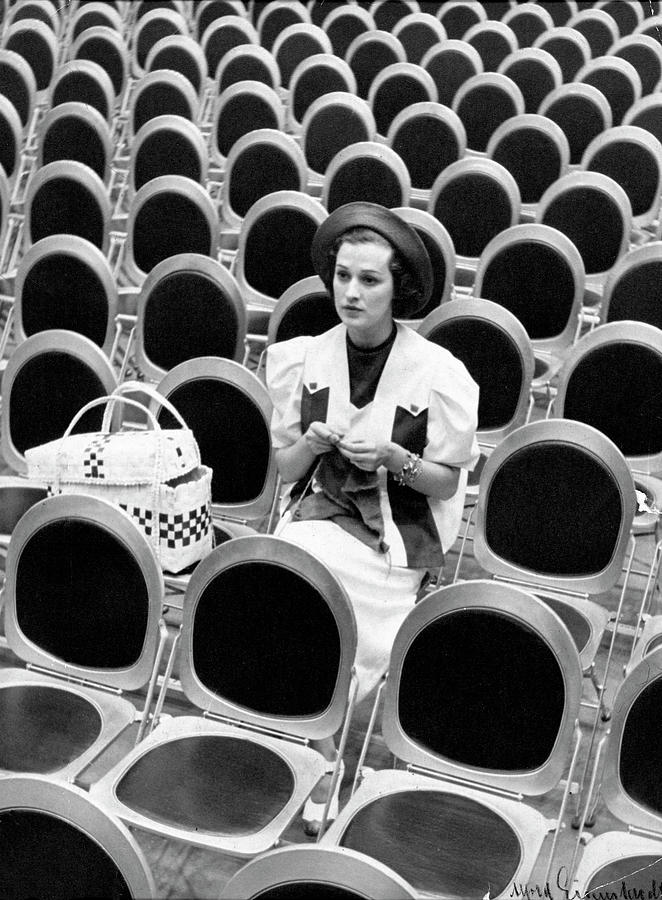 Jane Froman Knitting Photograph by Alfred Eisenstaedt