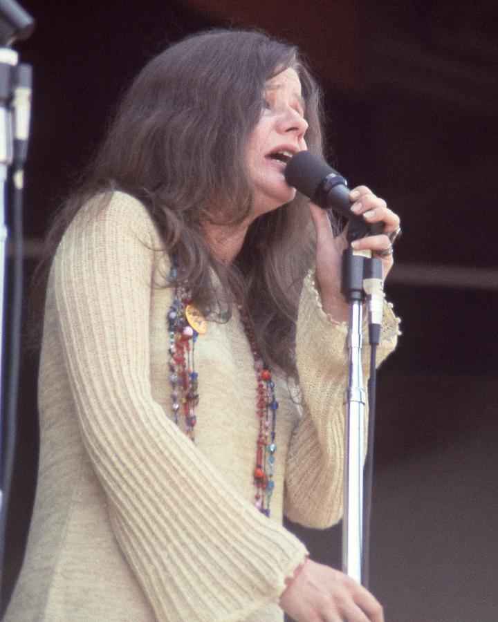 Janis Joplin Photograph - Janis Joplin Singing On Microphone At Monterey International Pop Festival by Globe Photos