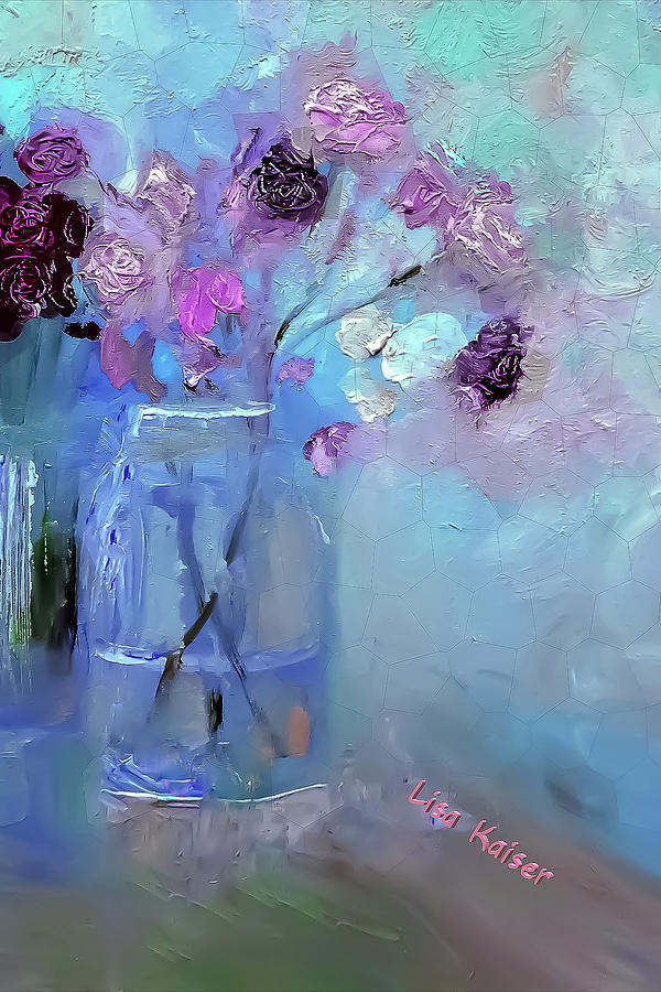 January Carnations Painting Digital Art by Lisa Kaiser