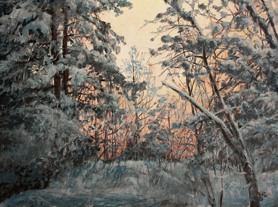 January Twilight Painting by Hans Egil Saele