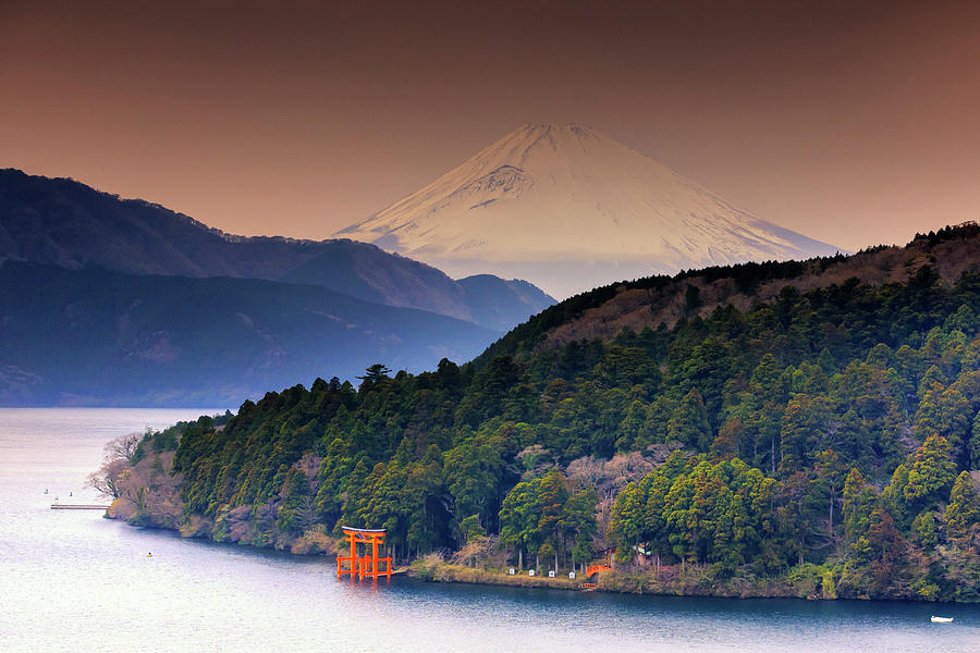 Japan, Kanto, Hakone, Lake Ashinoko Digital Art by Maurizio Rellini
