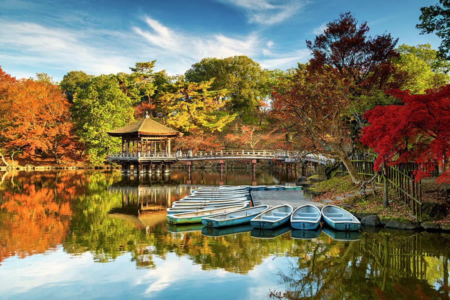 Japan, Kinki, Kansai, Nara, Ukimido Pavilion In Autumn, Nara Park ...