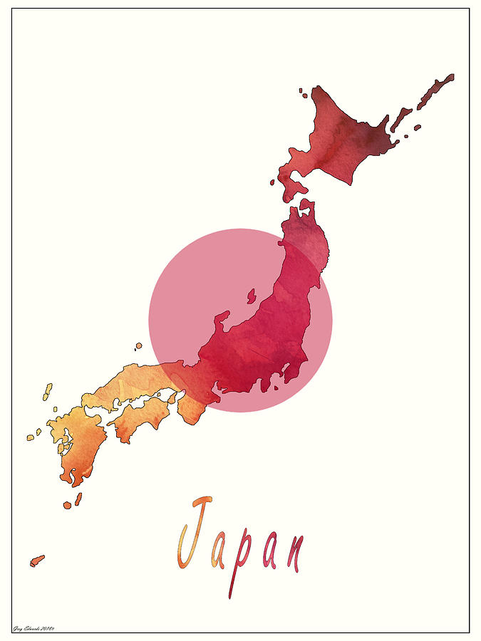 Japan map style 1 Drawing by Greg Edwards