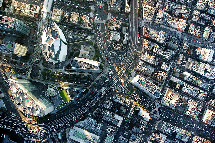 Japan, Tokyo, Shiodome, Aerial View Photograph by Flashfilm Japan, Tokyo, Shiodome, Aerial View Photograph by Flashfilm